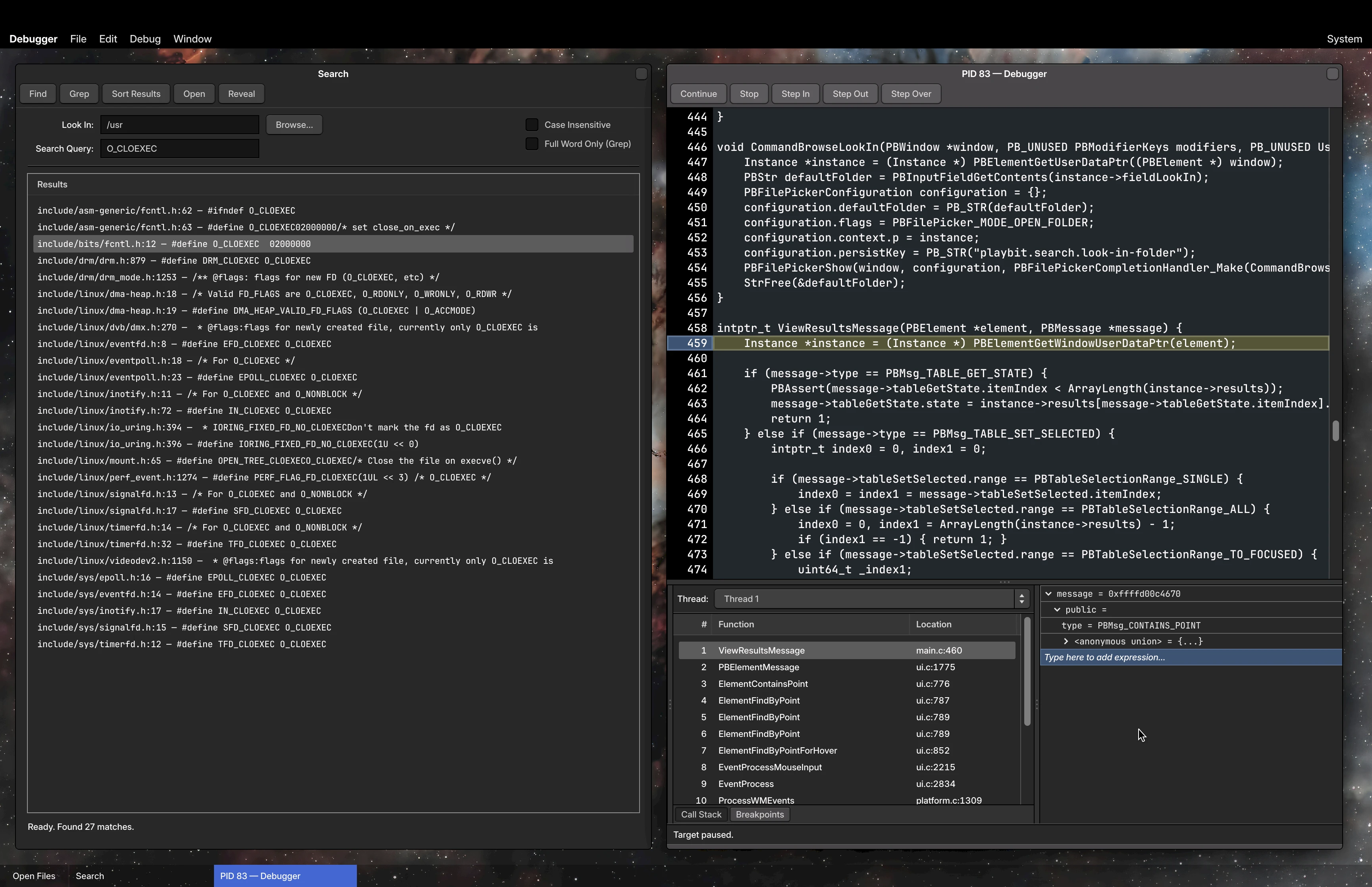 Debugging a program